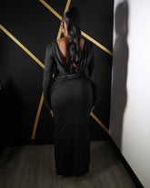 Kamile Sexy Back Deep V Maxi Dress